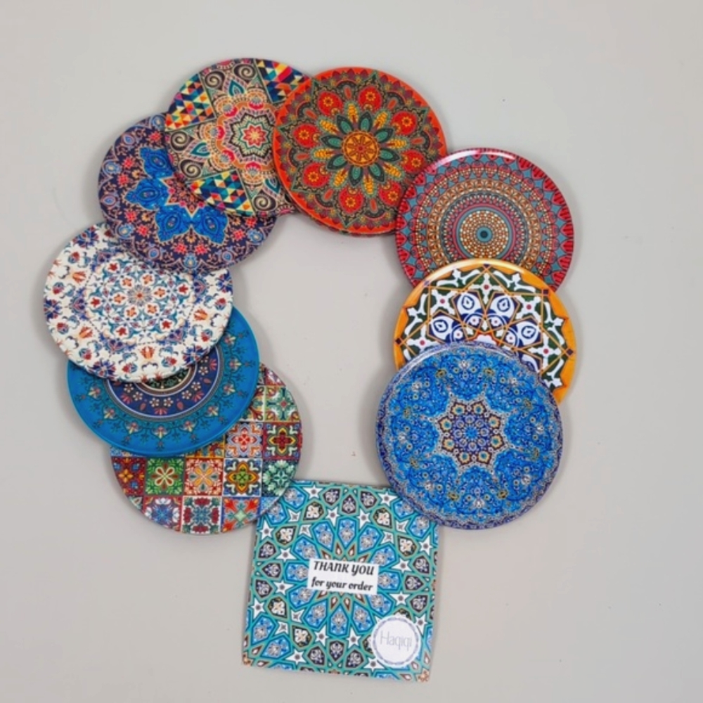 NWT Haqiqi set of 9 coasters with cork bottom